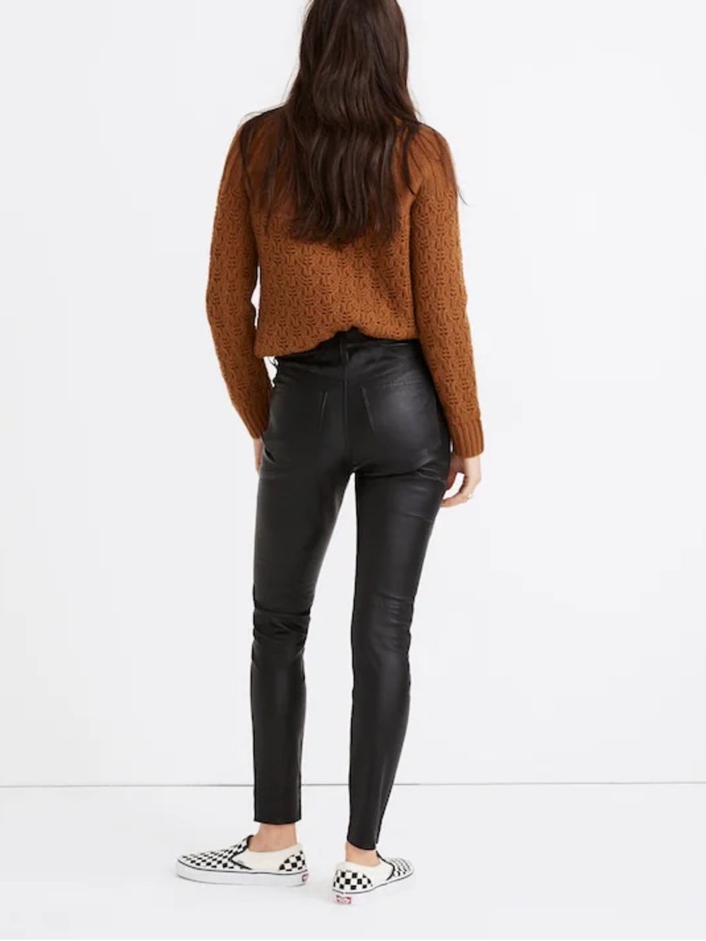 Madewell Black Leather High-Rise Skinny Pants